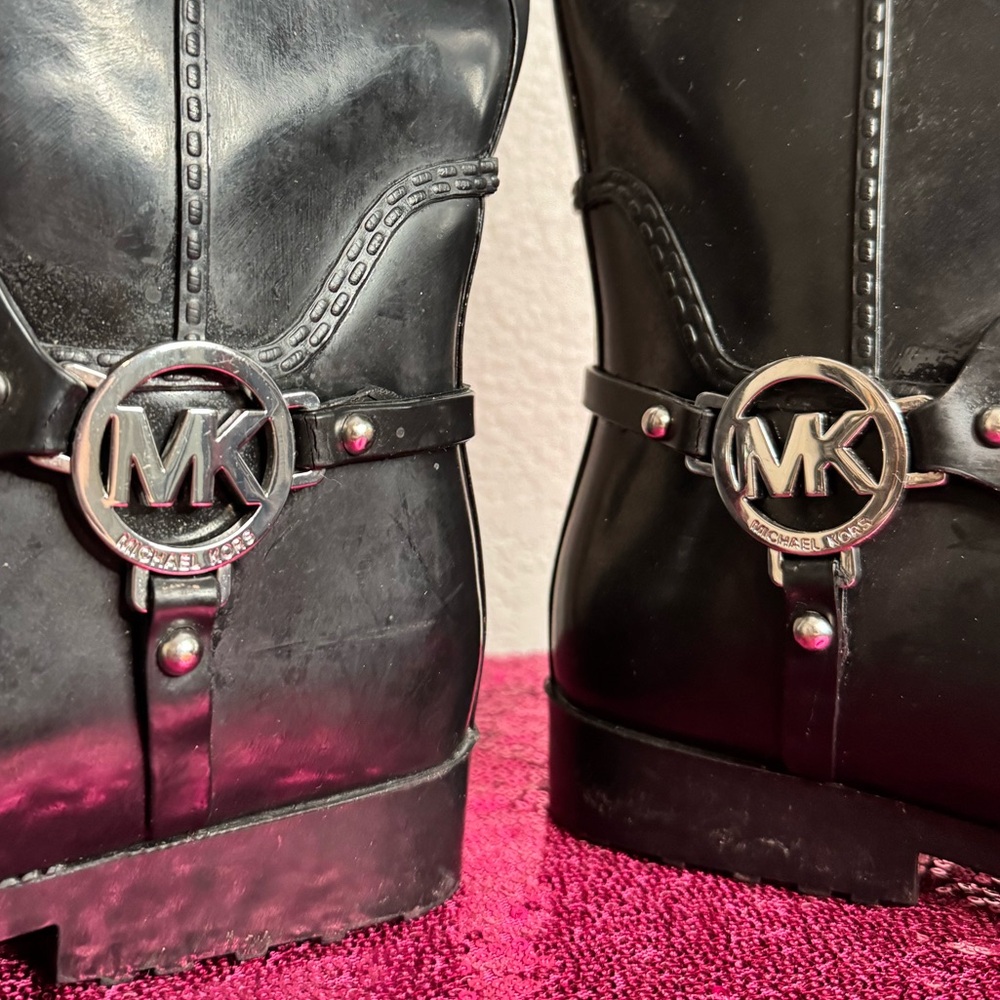 MICHAEL KORS 🖤 Women’s Rubber Knee-high Rain Boots (Size 7) - Picture 7 of 16